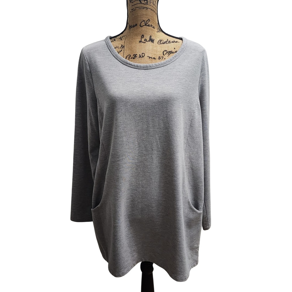 Talbots‎ Women's Gray Long Sleeve Tunic Top with Pockets Casual Everyday Large